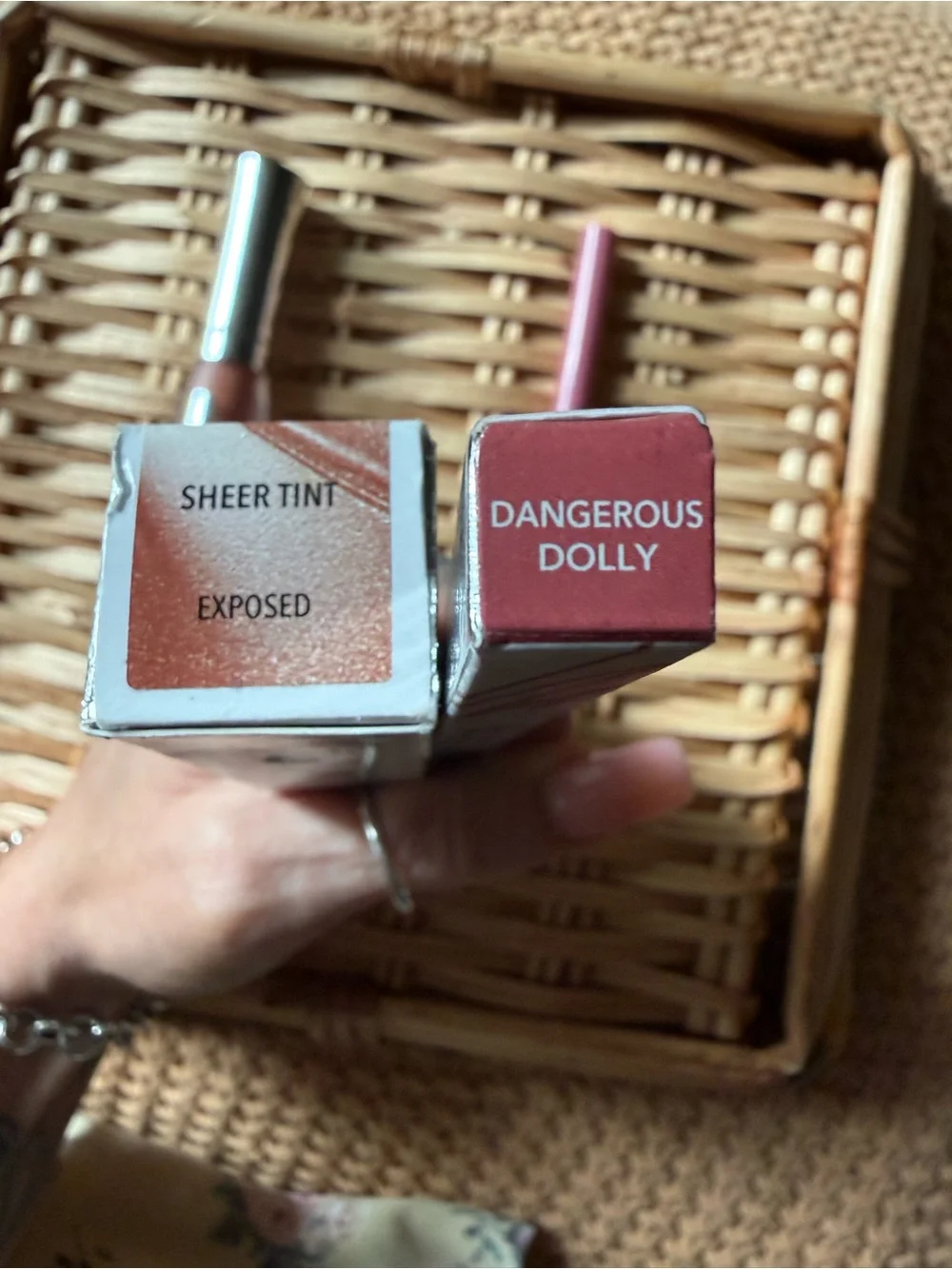 Buxom Plump Shot Lip Serum in Exposed and Power Line Plumping Lip Liner in Dolly